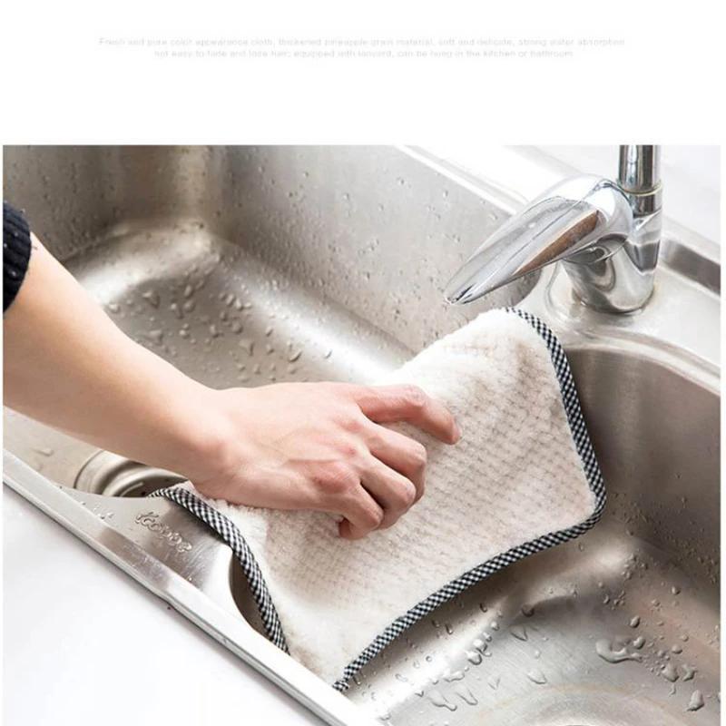 5 teile/satz Hängen Superfeinen Faser Reinigung Tuch Geschirrtuch Küche Handtuch Haushalt Quadrat Reinigung Tuch Starke Wasser Absorption
