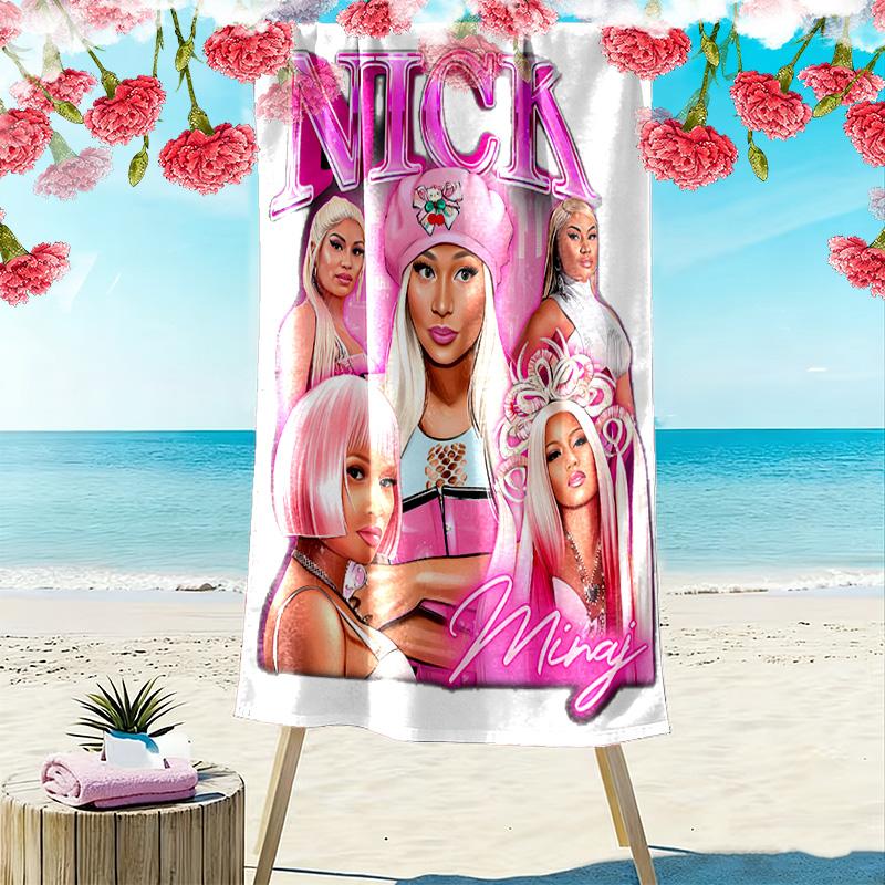 Nicki Minaj Print Beach Towel, Large Soft Quick Dry Towel for Beach Camping Swimming