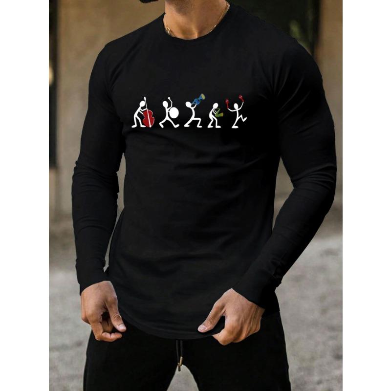 Long-sleeved T-shirt Men s Simple Printed Round Neck T-shirt Trend Versatile Casual Tops Men s T-shirt S