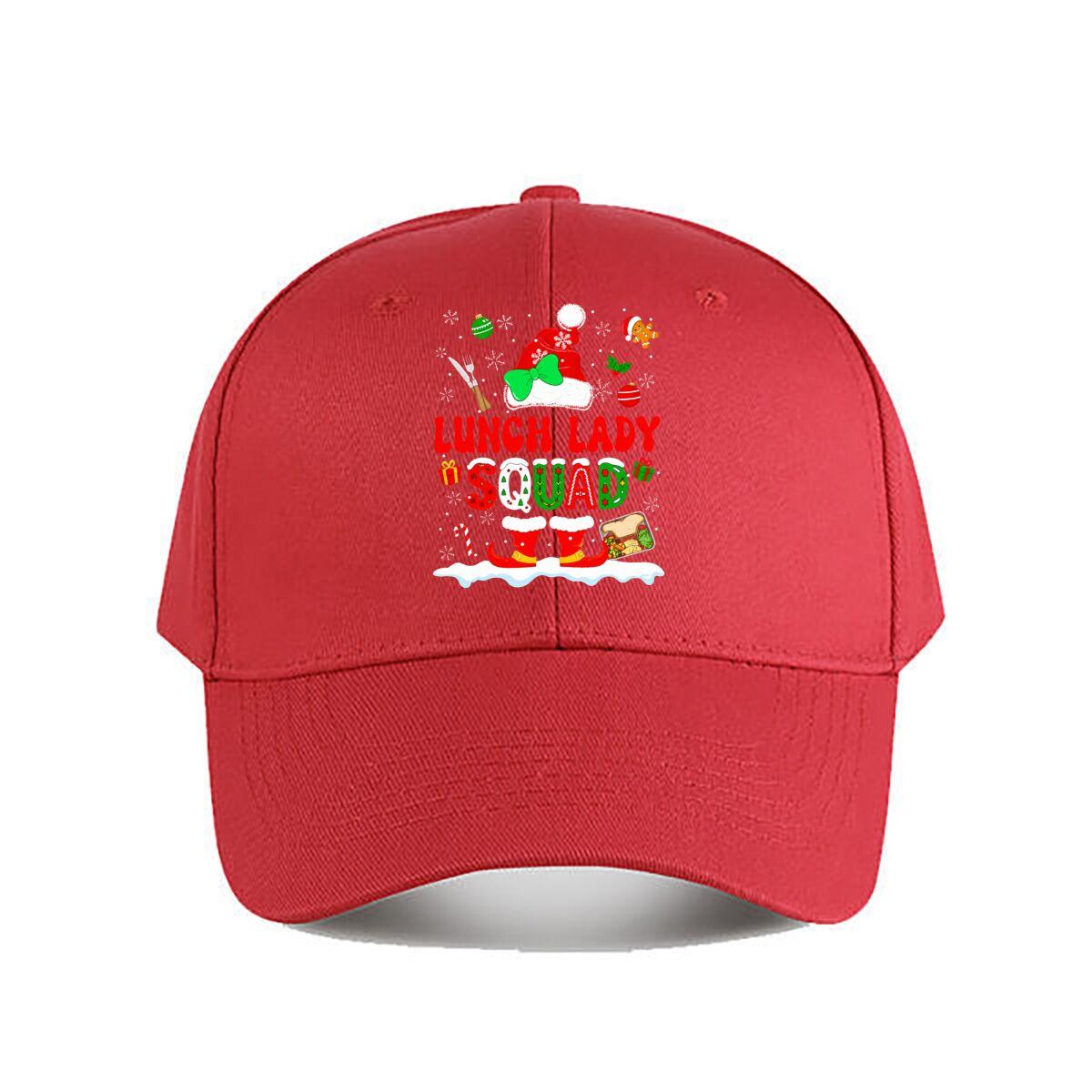 Lunch Lady Squad Christmas Santa Bow Cafeteria Baseball Cap Fashion Unisex Sunhat Womens Outdoor Sports One Size