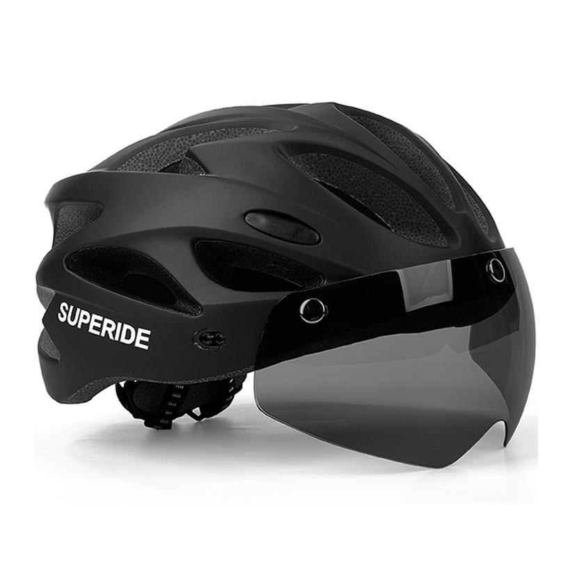 Casco de Bicicleta de Carretera Recargable Superide para Hombres y Mujeres Casco de Ciclismo con Visera y Luz Trasera Casco Deportivo para Bicicleta de Montaña MTB con Gafas