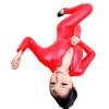 Sexy uniform one-piece zipper after opening tight leather jacket seduction open crotch showing milk patent leather workplace cosplay