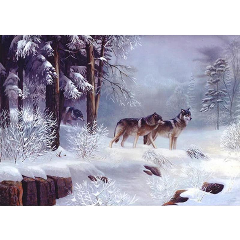 5D-Diamantmalerei, Wolf, rund, Kreuzstich, Diamantstickerei, Tiere, Perlenbild, Kits, Kunsthandwerk, Heimdekoration