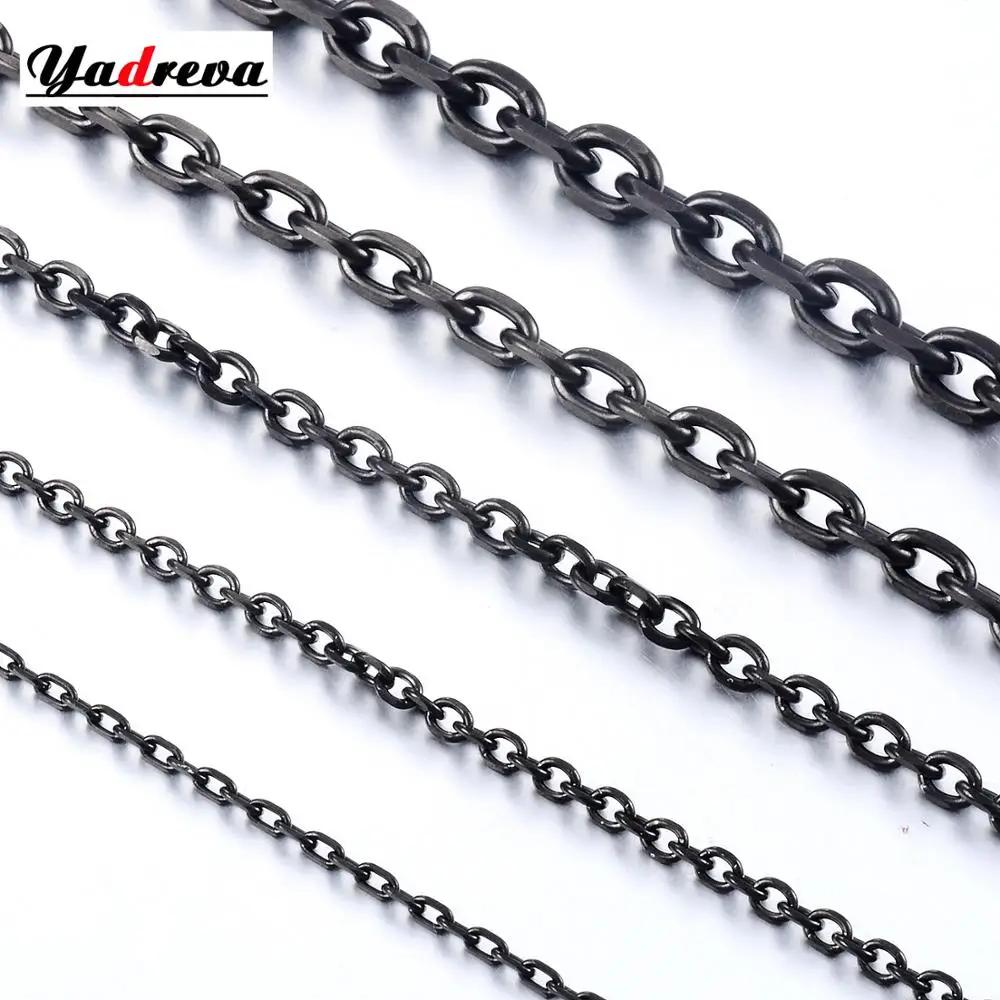 Venta Caliente Cadena Negra de Acero Inoxidable Moda Diversas Longitudes de Joyería Collares para Hombres y Mujeres