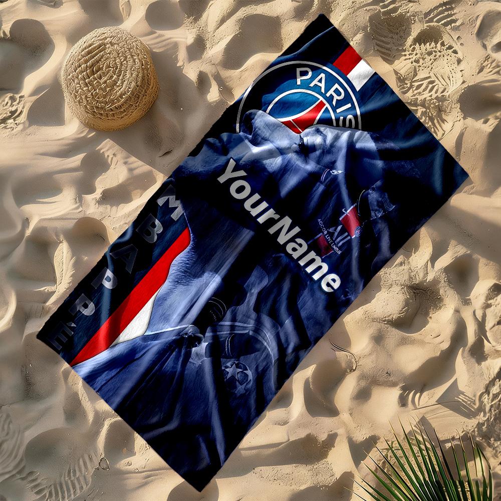 Mbappe Customize Your Name Beach Towel Super Soft & Absorbent Perfect for Traveling Yoga Camping and Swimming