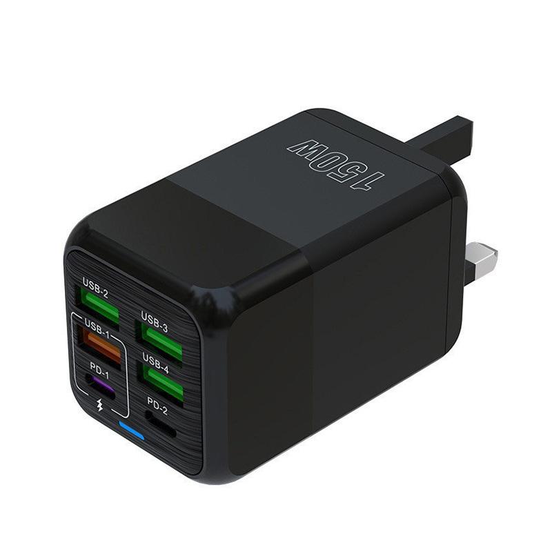150 W 6 portów Pd QC 4.0 USB C Szybka ładowarka ścienna Super szybkie ładowanie dla iPhone'a Samsunga Ipada Xiaomi Huawei Oneplus Oppo