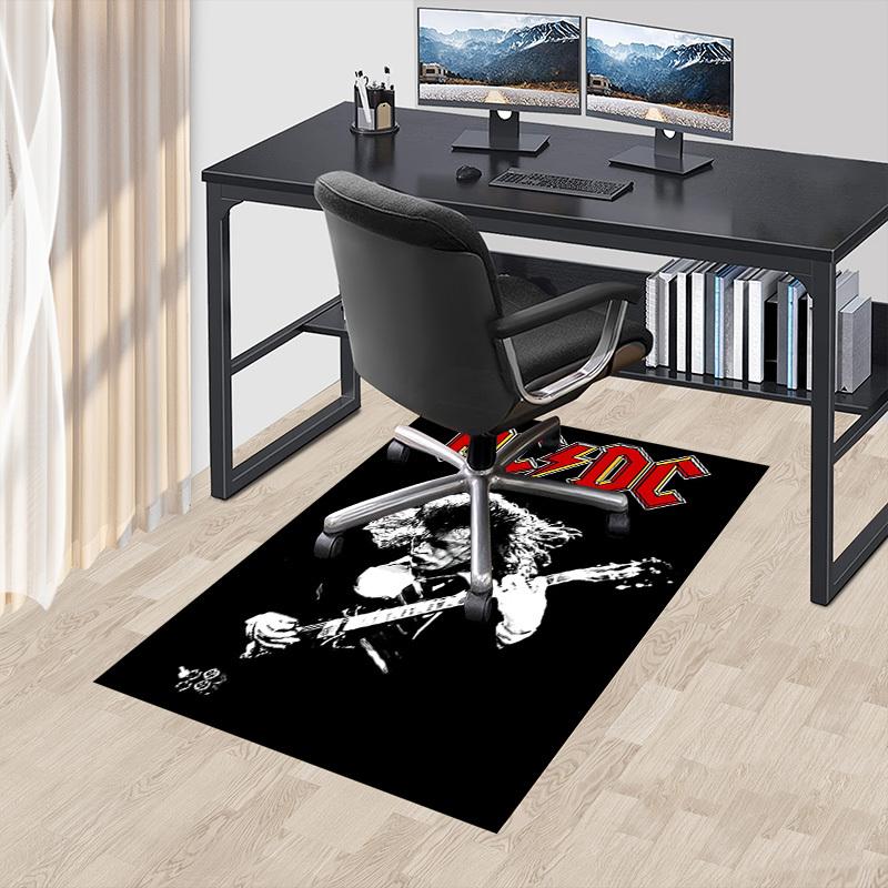 1pc AC/DC Guitar Home Office, Durable Polyester Floor Mat with Easy, Office Decor, Urban Style, Nonslip Backing