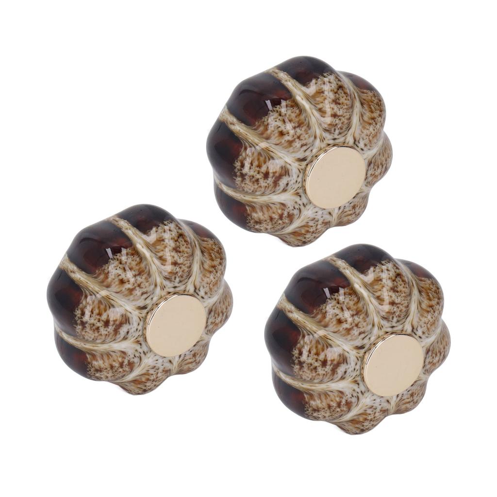 3 Piezas Tirador de Puerta de Cerámica Clásica con Forma de Calabaza Perillas Para Cajón de Gabinete de Cocina Armario Dorado