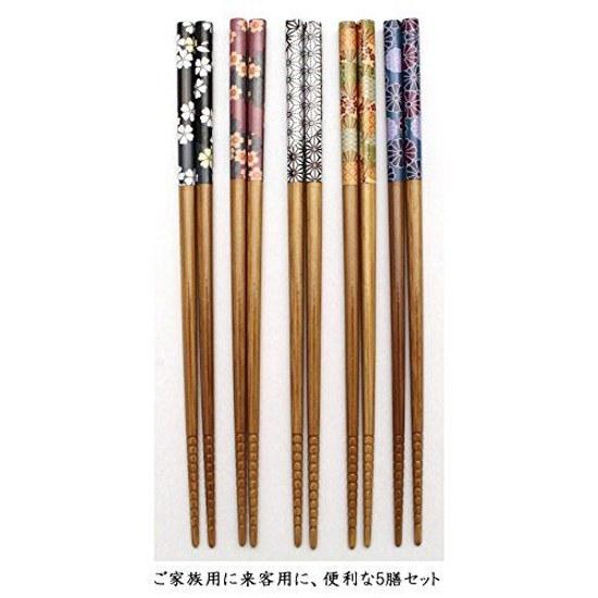 Ishida Made Japan Chopsticks Spring Summer Autumn Winter Set 5 Guest Use Brown 67229