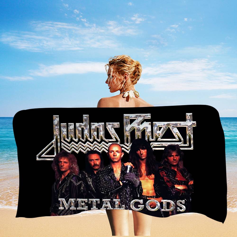 J-Judas P-Priest ROCK BAND Asciugamano da Bagno Microfibra Morbido Assorbente Traspirante Per Ragazza Bambini Decorativo Cartone Animato Asciugamano da Spiaggia