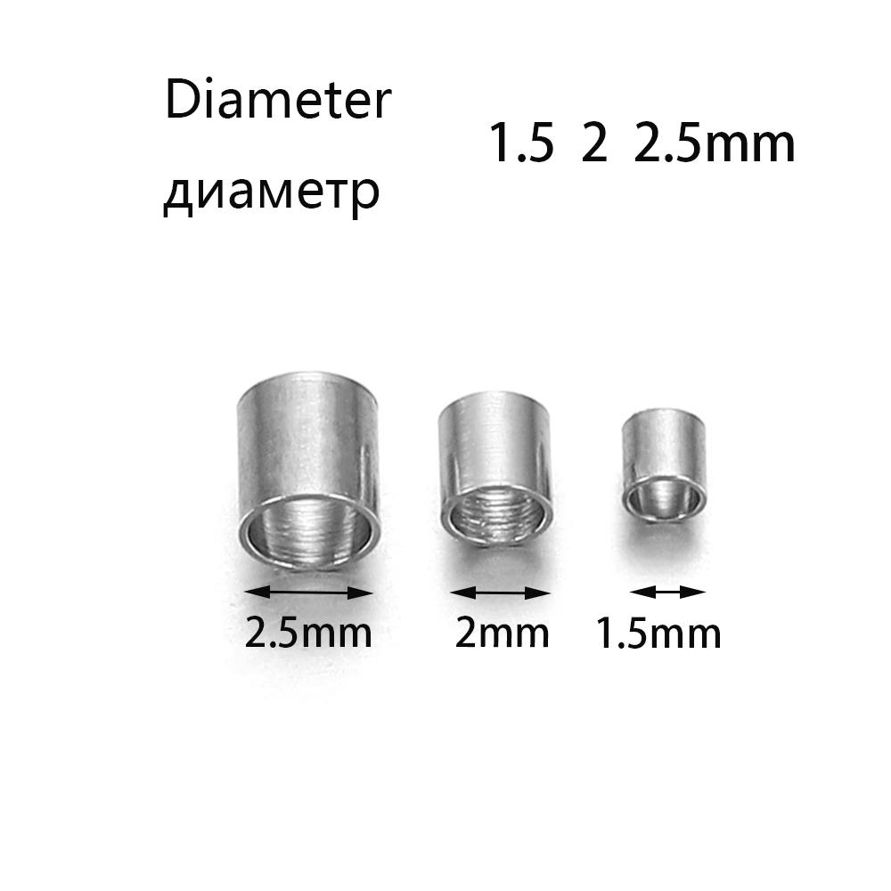 

150Pcs/lot 1.5-2.5mm Stainless Steel Crimp End Beads Clasps Wire Stopper Spacer Connectors For DIY Jewelry Making Accessories 1.5mmX150PCS