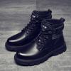 Fashion Designer Velvet Warm Platform Boots for Men Autumn Winter Cow Leather Soft-soled Men's Shoes Fashion Increase Ankle Boots Male