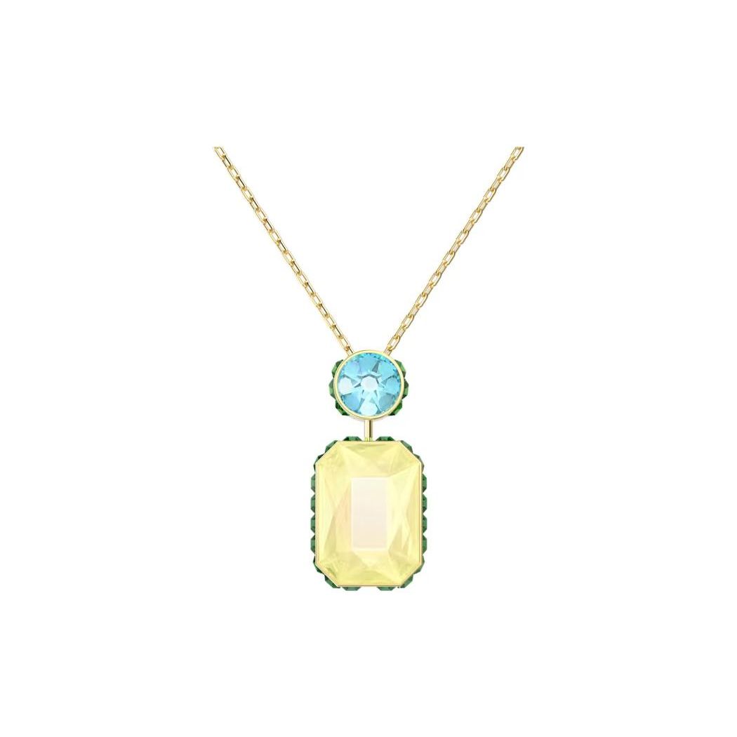 Swarovski Chroma Orbita Octagonal Cut Gold-Plated Necklace Women necklace 5640256 Box (Random Color)