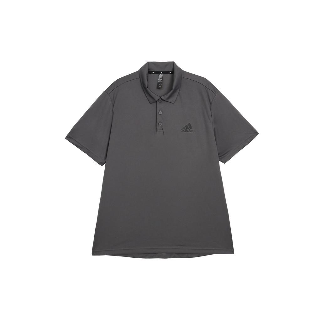 Adidas Logo Print Collar Short Sleeve Polo Shirt Men Tops Gray H30285