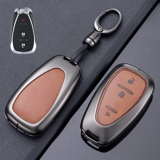 Alloy Leather Car Key Case Cover For Chevrolet Cruze Trailblaze Malibu Camaro