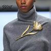 Pin Women Brooch Sparkling Rhinestones Flower Leaf Shape Lapel Versatile