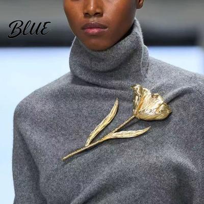 Pin Women Brooch Sparkling Rhinestones Flower Leaf Shape Lapel Versatile
