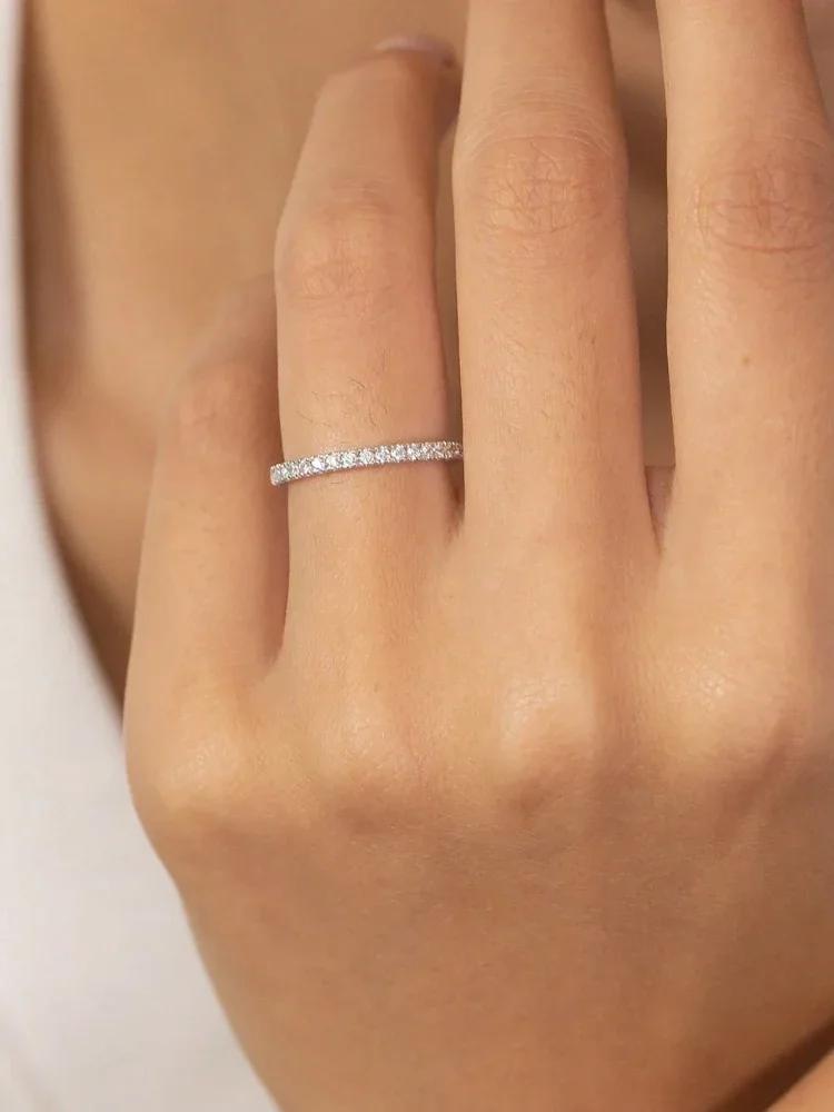 Jewlier 925 Sterling Silver Fashion 1.4MM 1.6MM 1.8MM Full Zircon Ring For Women Engagement Wedding High Quality Fine Jewelry