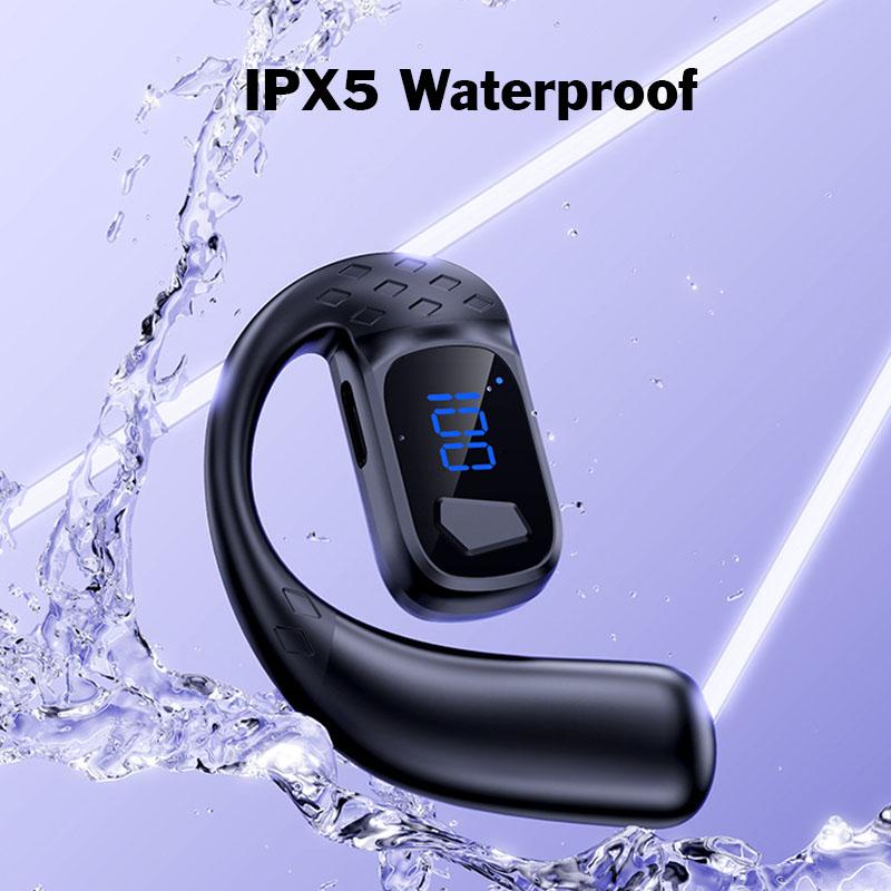 Słuchawka Bluetooth z obrotem 180° OWS Przewodnictwo Powietrzne Muzyka HiFi Z Wyświetlaczem Cyfrowym Zestaw Słuchawkowy Biznesowy na Lewe i Prawe Ucho