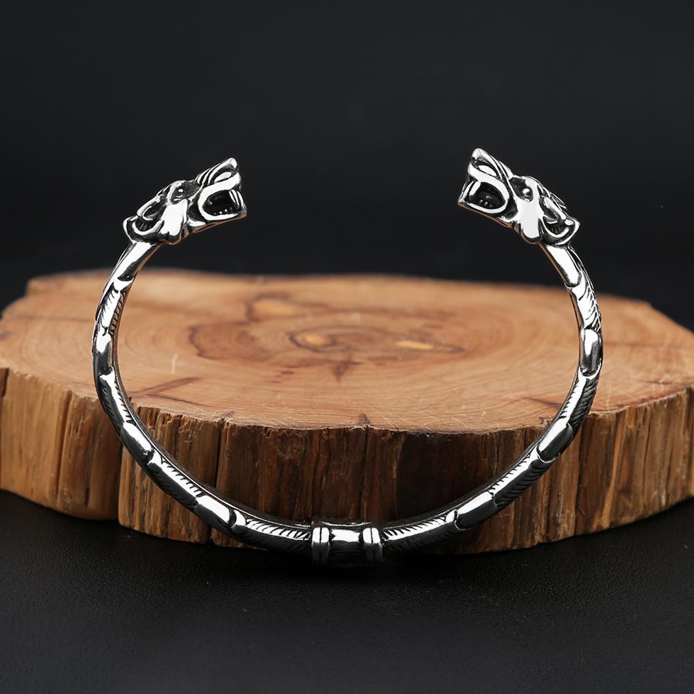 Classic Animal Viking Double Tiger Head Adjustable 316L Stainless Steel Men's Bracelet  Amulet Jewelry Gifts Dropshipping