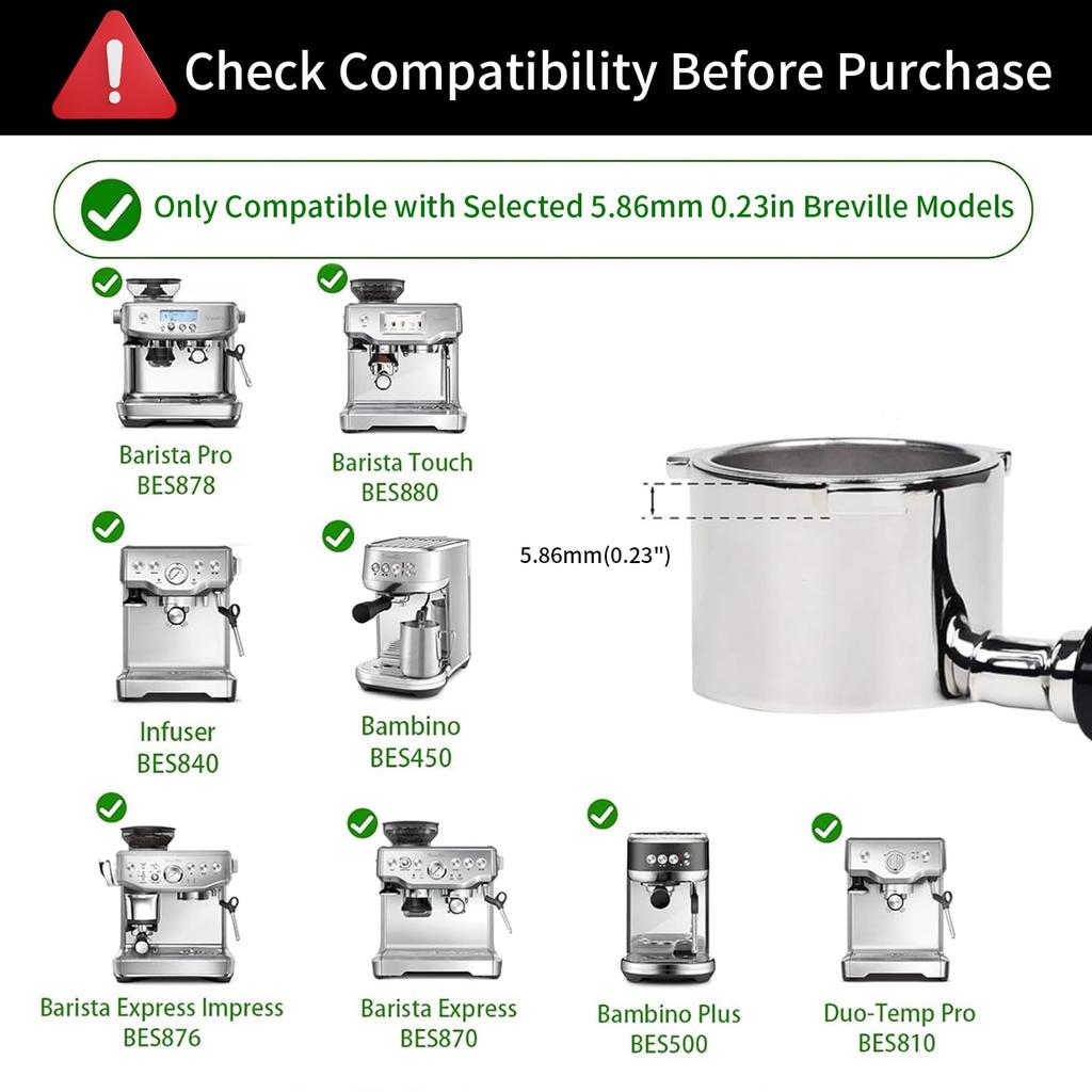 54mm Bottomless Portafilter 3 Ear Espresso Handle Compatible Coffee Machine Black