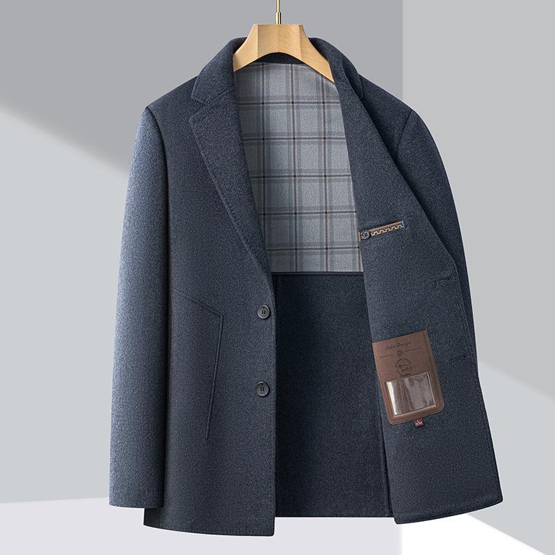 Autumn and Winter New Cashmere Coat Men's Business Casual Mid-length Suit Collar Woolen Coat Double-sided Woolen Single Top