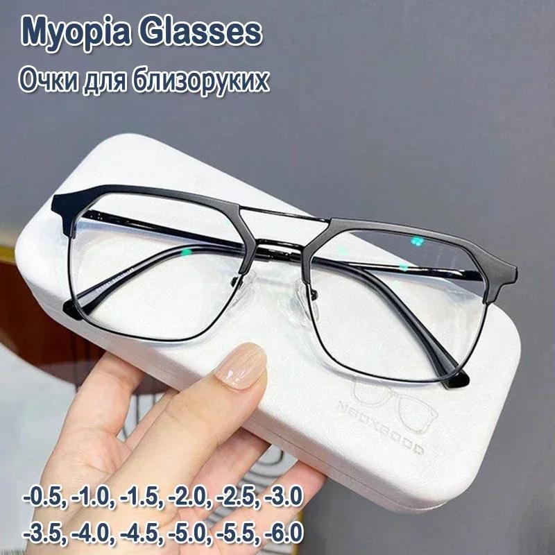 Luxury Square Glasses Black Frame Myopia Glasses Anti-blue Light Women Near Sight Eyeglasses Diopters 0 To -6.0