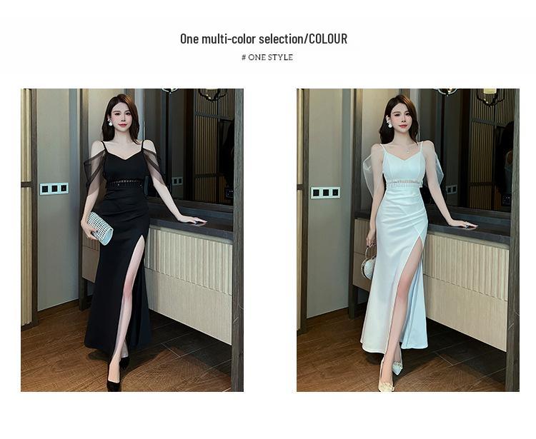 Elegant French High-End Summer Evening Gown - Sexy Long Light Luxury Dress A716