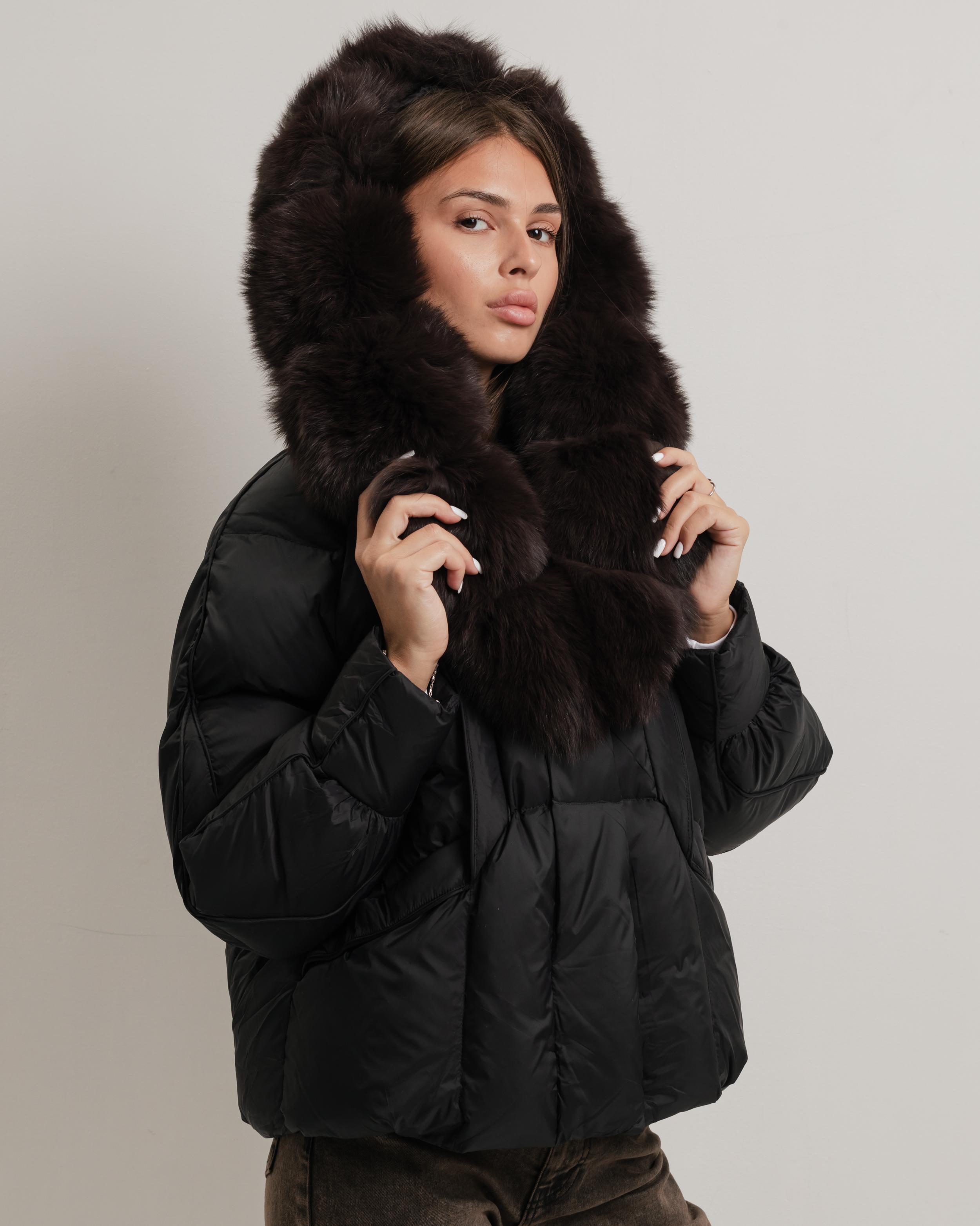 

Women s jacket with fur ZLLY 25539 M black M чорний