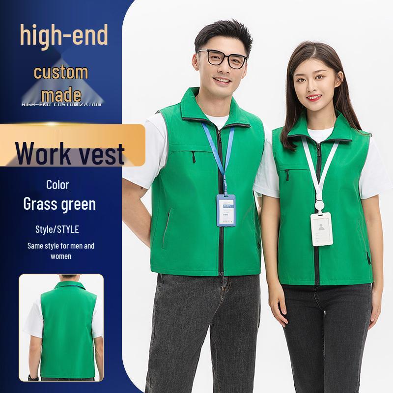 Custom Logo Multi-Pocket Durable Vest for Supermarket, Decoration, and Volunteer Workwear