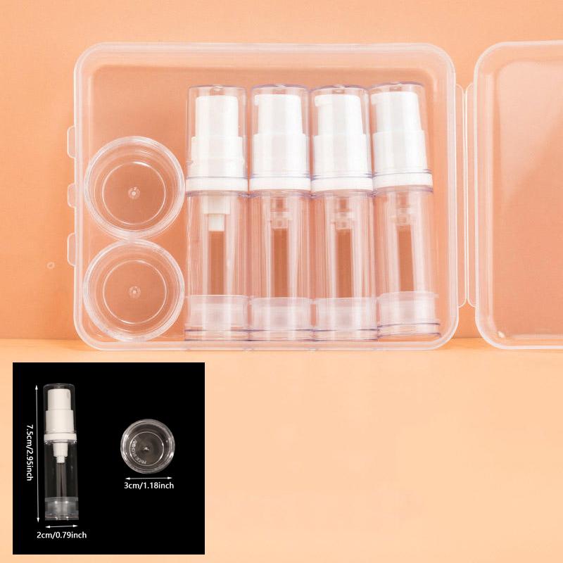 

1 Set 5-10ML Clear Empty Refillable Airless Vacuum Pump Cream Lotion and Spray Portable Bottle Set Sample Packing for Toiletries