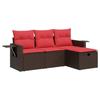 VidaXL Garden Lounge Set 4 Pcs with Brown Cushions Wicker 3325460