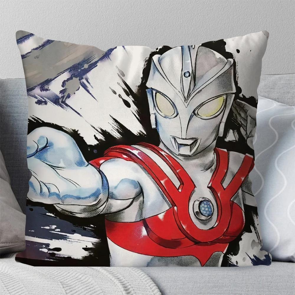 U-Ultraman Animated Hero Pillow Case Square Pillow Bedroom Sofa Leisure Comfort Cushion Car Living Room Home Decoration 40X40