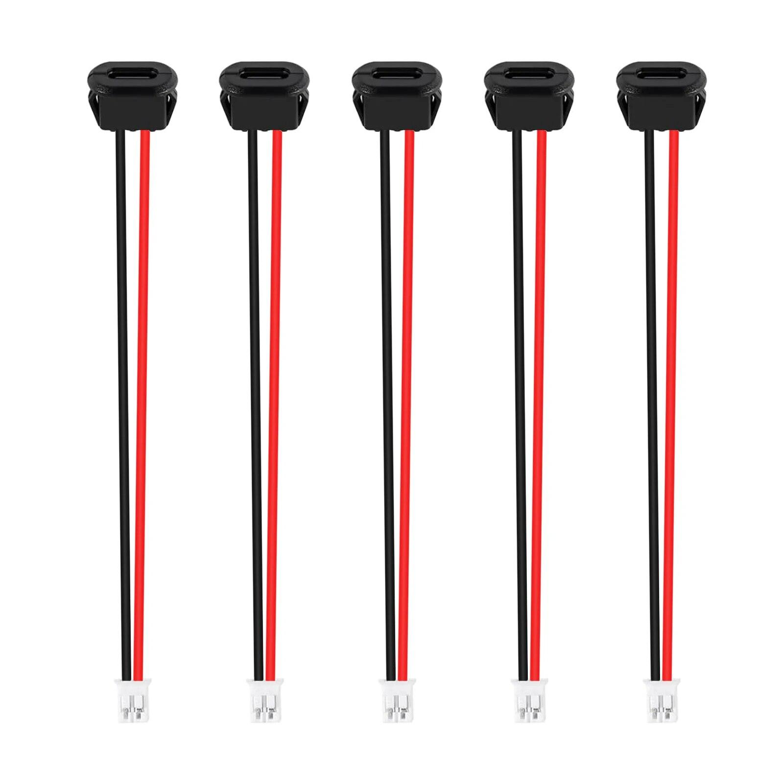 

5 шт. Type-C Female Chassis водонепроницаемый 2P провод типа USB C удлинительный кабель питания USB-C штекер на 2-контактный оголенный провод открытый