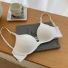 Reggiseno Estivo da Donna Sottile Imbottito Coppa A Push Up Bralette Design con Bottone Frontale Per Studentesse Lingerie Tre Spalline Schiena Vuota