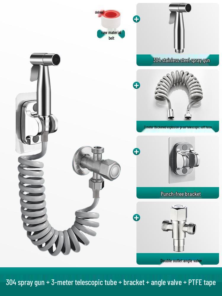German Bidet Spray Gun Set: Toilet Faucet, Butt Washer, Shower Head & Water Booster Nozzle