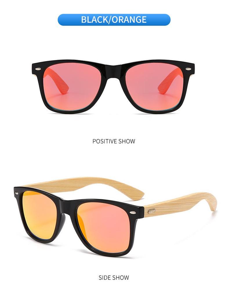 Retro Polaryzacyjne Okulary Bambusowe z Bambusowymi Zausznikami Mao - Unisex Styl Europejski i Amerykański
