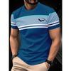 Men's 3D Blue Casual T-Shirt with Eagle Logo - Lightweight, Stretchy Fabric, Short Sleeve, Round Neck, Perfect for Outdoor