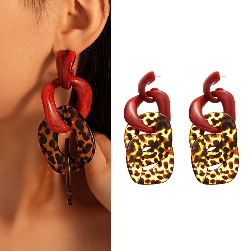 Orecchini a borchia con stampa leopardo unici Orecchini impermeabili Orecchini alla moda Borchie geometriche per orecchie Adatti a varie occasioni