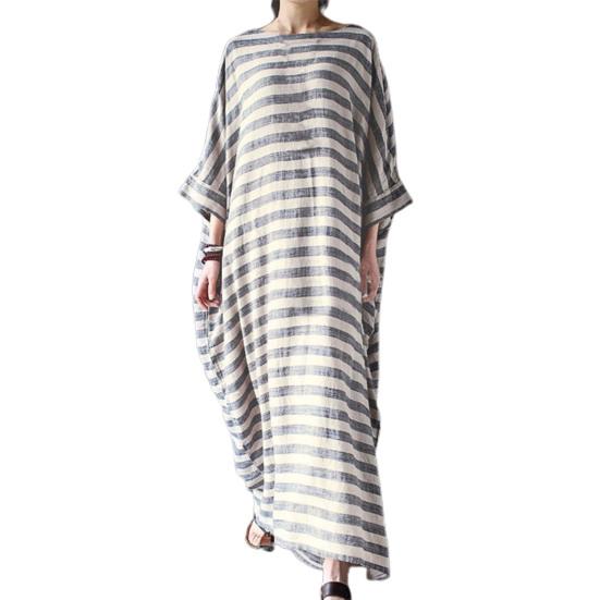 

Платье макси, стильное длинное платье с карманами и защитой от катышков, винтажное повседневное длинное платье-халат, платье-халат, повседневная одежда 3XL серый