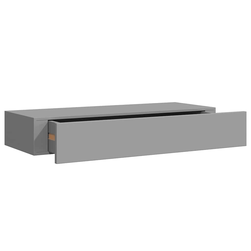 Vidaxl Półki Ścienne Z Szufladą, 2 Szt., Szare, 60 X 23,5 X 10 Cm, Mdf