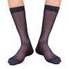 Mens Thin Sheer Silk Formal Dress Suit Socks Casual Business Socks Nylon Breathable Glossy Striped Long Calf Socks