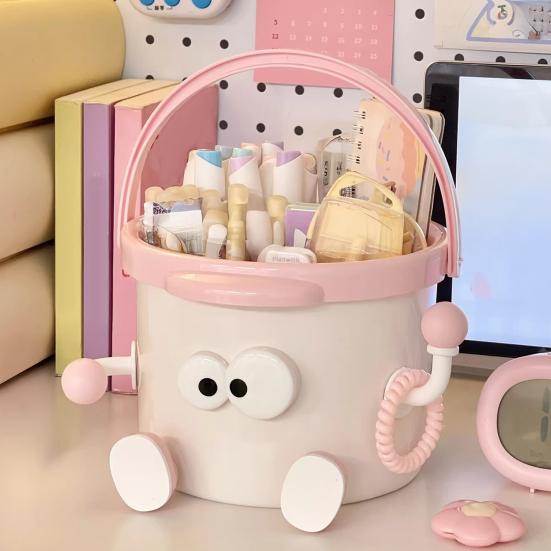 Cute Cartoon Desktop Pen Holder Large Capacity Portable Organizer for Students Office Multi-Function Stationery Storage Box for Pens Markers Scissors