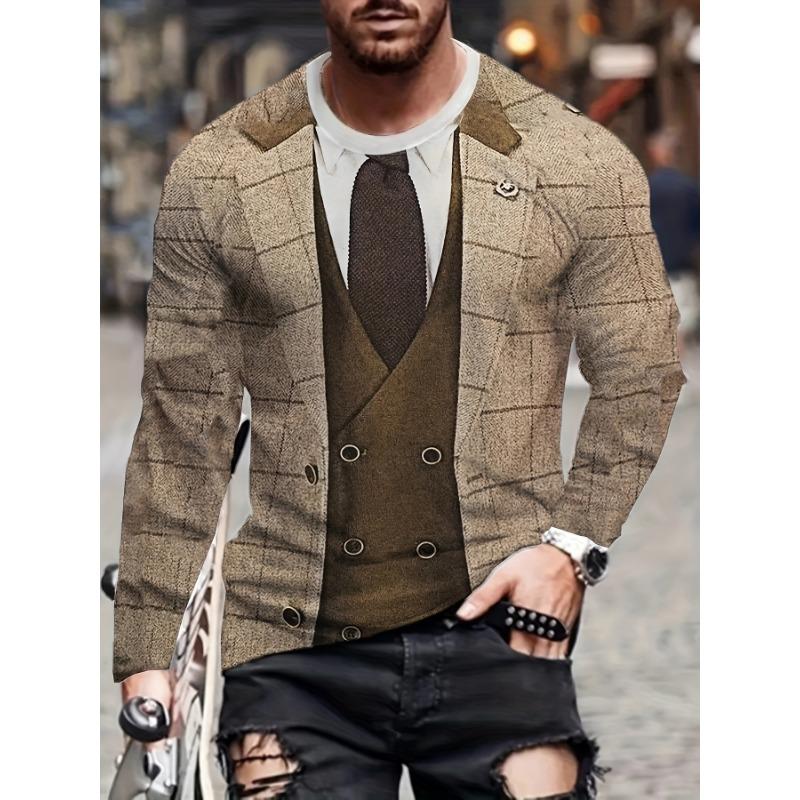 

Мужская модная футболка с 3D цифровой печатью, с круглым вырезом, с длинным рукавом, пуловер, осенне-зимняя, для активного отдыха, для бега 4XL