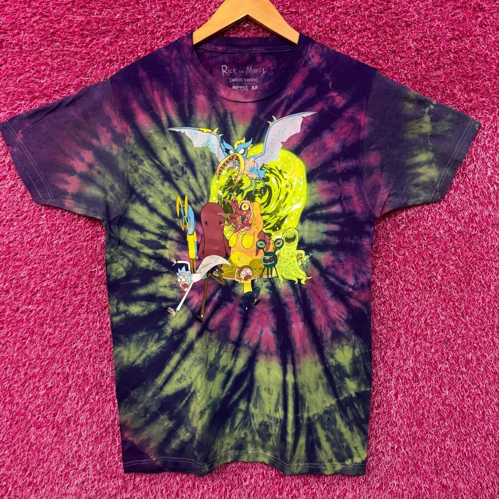 Rock and Morty Mimozemšťané Utíkající portálem Tie-dye tričko