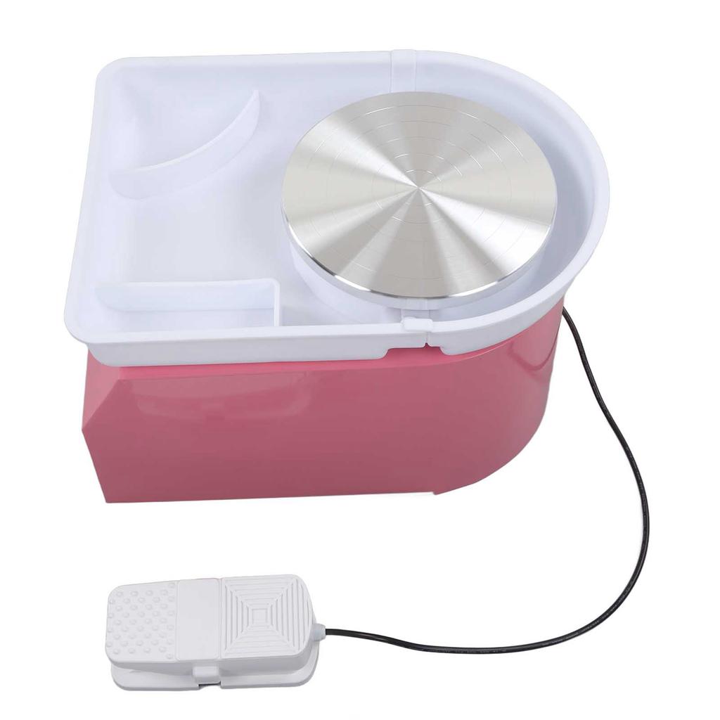 Pottery Wheel Machine Stepless Speed Change Brushless Removable Tray Low Noise 350W Pink Electric Pottery Wheel for