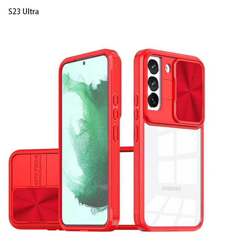 Protective And Stylish! Two-in-one Samsung S23 Ultra Phone Case In Trendy Colors Navy Blue Blue+pink Chinese Red Purple Olive Green Black Pink+green