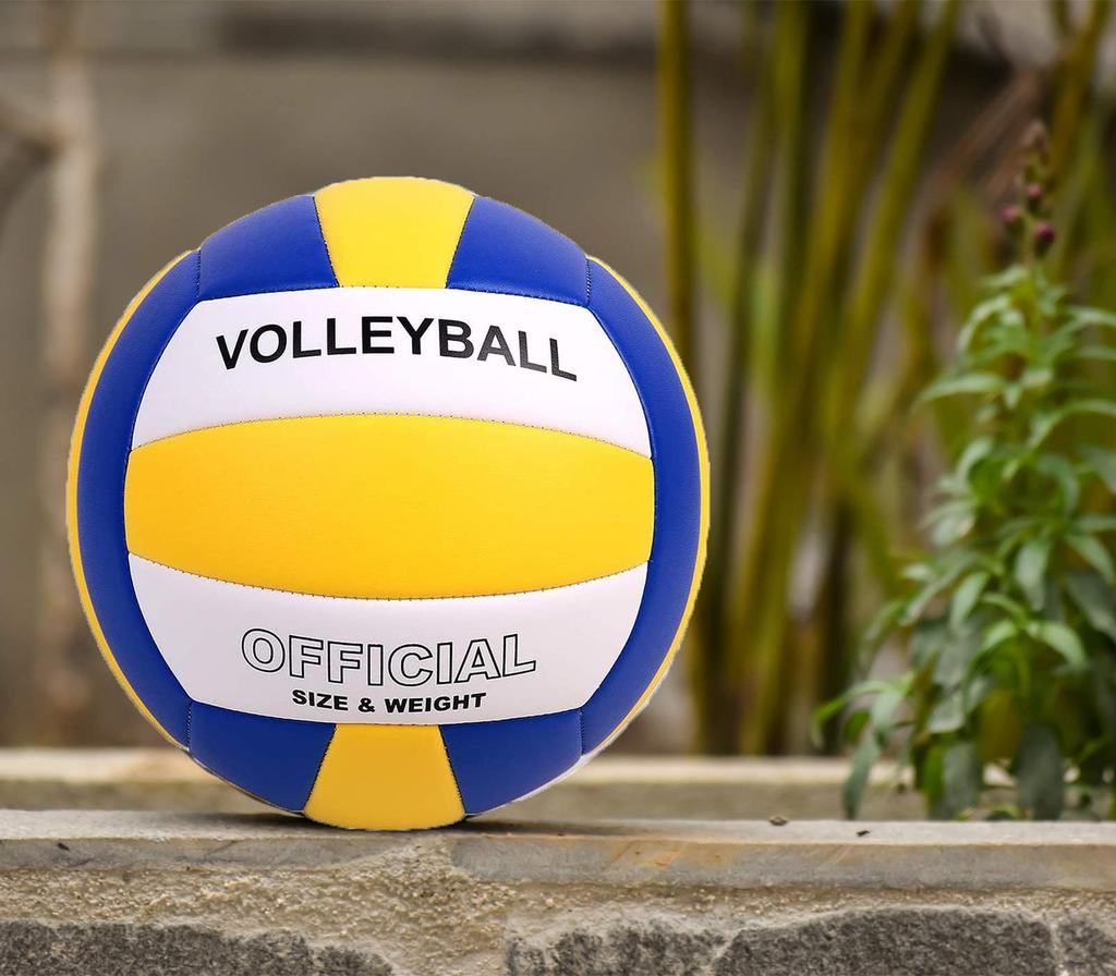 TGM Size Practice School Volleyball, 5, Lightweight, Certified, Indoor/Outdoor Ball, Beginner/Women's, Adult/College/High (Blue, White, Yellow)