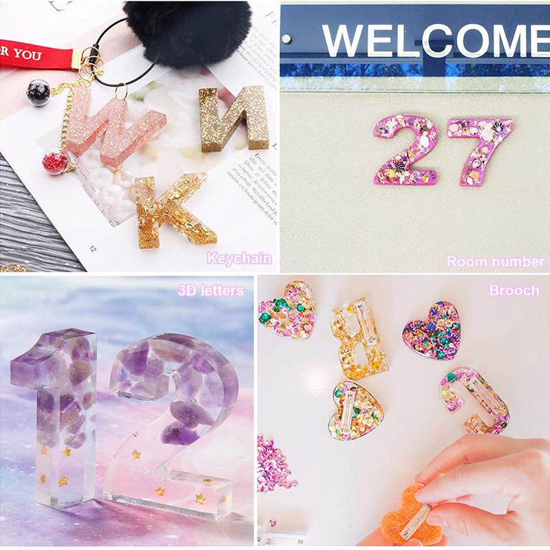 Buy pdtoweb 221pcs Alphabet Number Silicone Mold Crystal Epoxy Resin