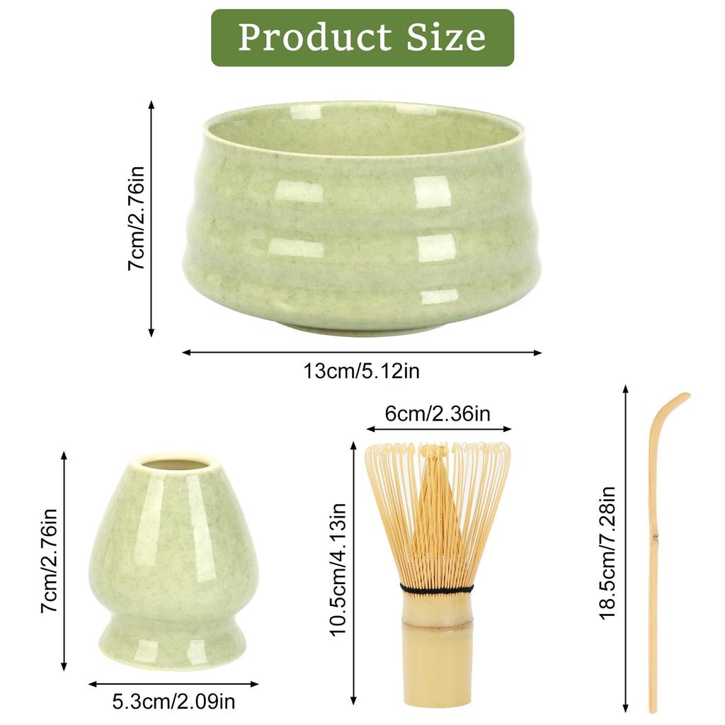 QuiExact 4-Piece Matcha Set, Includes Matcha Bowl, Tea Ceremony Utensils, Matcha Whisk, Chashaku, Tea Scoop, and Matcha Whisk Set. Perfect for Tea